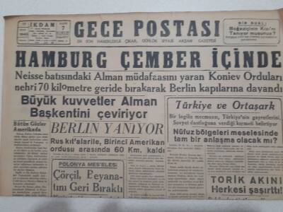 Gece Postası Gazetesi 19 Nisan 1945 - Hamburg Çember İçinde GZ71571 - 1