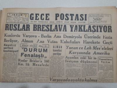 Gece Postası Gazetesi 19 Ocak 1945 - Ruslar Breslava Yaklaşıyor GZ71577 - 1