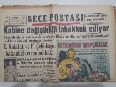 Gece Postası Gazetesi 2 Mart 1953 - Şefik Bakay,Fevzi Lütfi,Lütfi Ülkümen Kabineye Girmeleri Muhtemel GZ71587 - 1