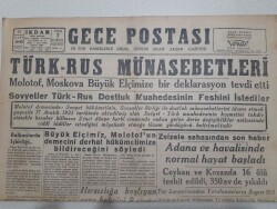 Gece Postası Gazetesi 21 Mart 1945 - Türk - Rus Münasebetleri GZ71537 - 2