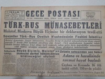Gece Postası Gazetesi 21 Mart 1945 - Türk - Rus Münasebetleri GZ71537 - 2