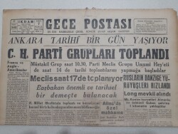Gece Postası Gazetesi 23 Şubat 1945 - Ankara Tarihi Bir Gün Yaşıyor GZ71544 - 2