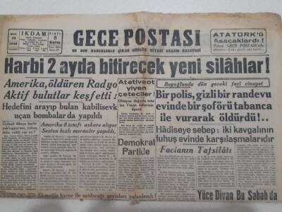 Gece Postası Gazetesi 25 Mart 1948 - Harbi İki Ayda Bitirecek Yeni Silahlar GZ71598 - 1