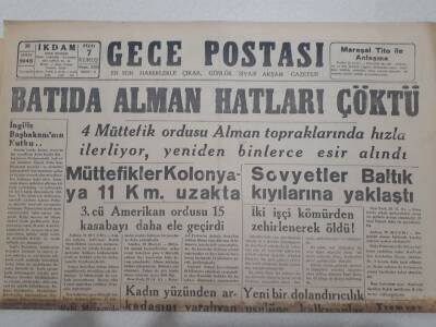 Gece Postası Gazetesi 28 Şubat 1945 - Batıda Alman Hatları Çöktü GZ71540 - 1