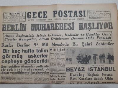 Gece Postası Gazetesi 30 Ocak 1945 - Berlin Muharebesi Başlıyor GZ71579 - 1