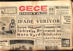 Gece Postası Gazetesi 4 Temmuz 1963 - Suriye Hükümeti Türkiyeye Bir Nato Verdi GZ103810 - 2