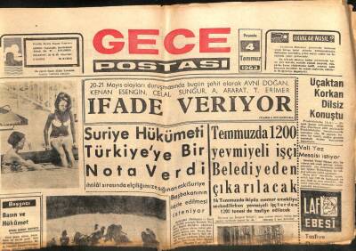Gece Postası Gazetesi 4 Temmuz 1963 - Suriye Hükümeti Türkiyeye Bir Nato Verdi GZ103810 - 2