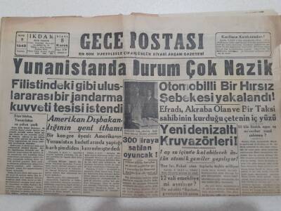 Gece Postası Gazetesi 5 Ocak 1948 - Yunanistanda Durum Çok Nazik GZ71597 - 1
