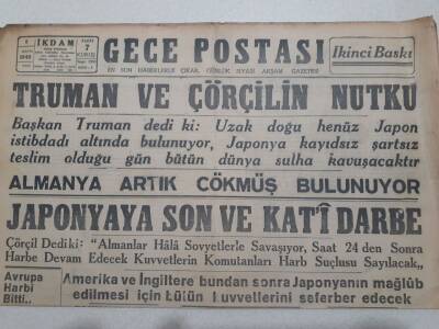 Gece Postası Gazetesi 8 Mayıs 1945 - Almanya Artık Çökmüş Bulunuyor GZ71566 - 2