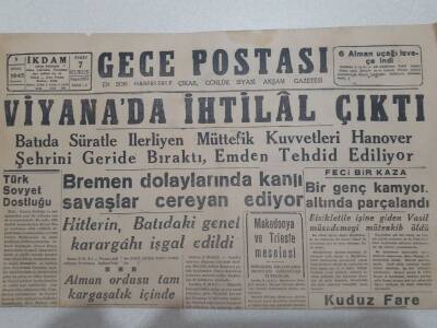 Gece Postası Gazetesi 9 Nisan 1945 - Viyanada İhtilal Çıktı GZ71570 - 2