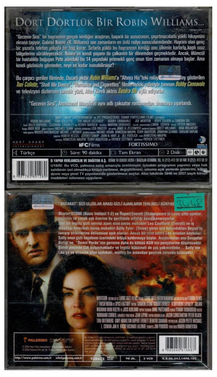 Gecenin Sesi (Robin Williams) Sadakat (Sharon Stone) - 2 Adet VCD Film VCD1188 - 2