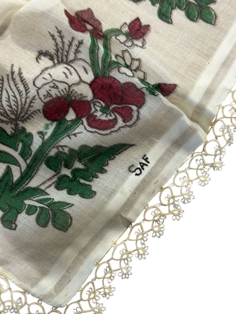 Geleneksel Anadolu Kenarları Dantel İşlemeli Tülbent-Yazma AOB5212 - 2