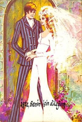 Gelin Damat Sevgi Temalı Kartpostal KRT15291 - 1
