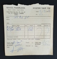 Gencel Fabrikası Müşteri Takip Fişi EFM331 - Gökçekoleksiyon