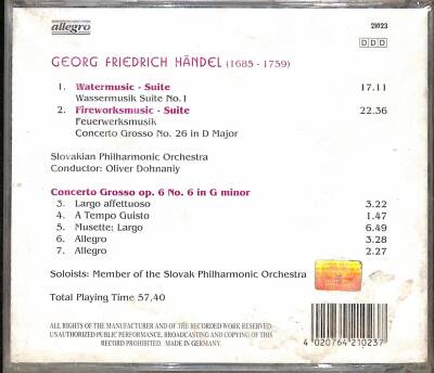 George Frideric Handel Water Music Firework Music VCD25292 - 4