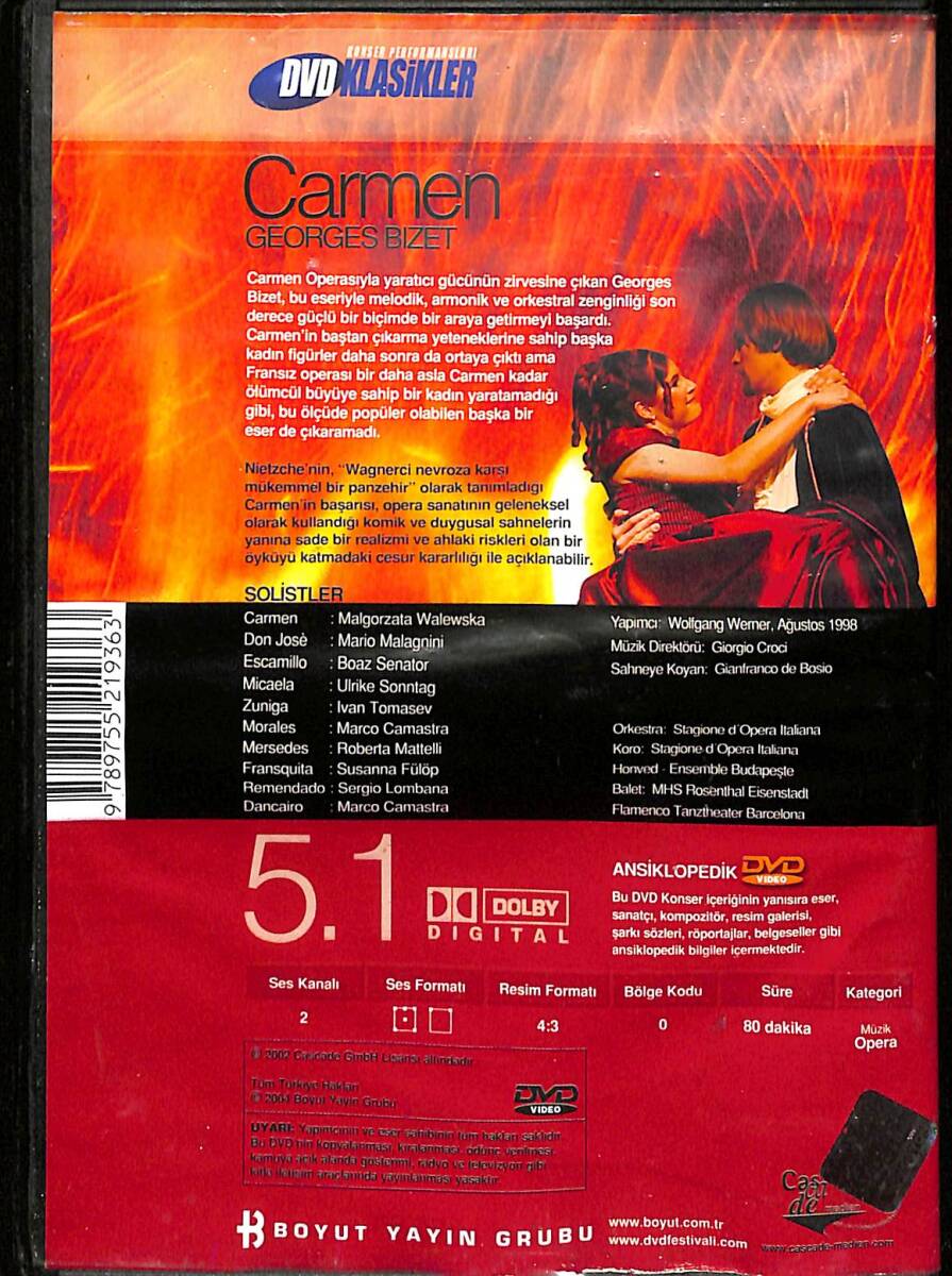 Georges Bizet - Carmen Operası Perde 4 DVD Film (İkinci El) DVD2904 - 2