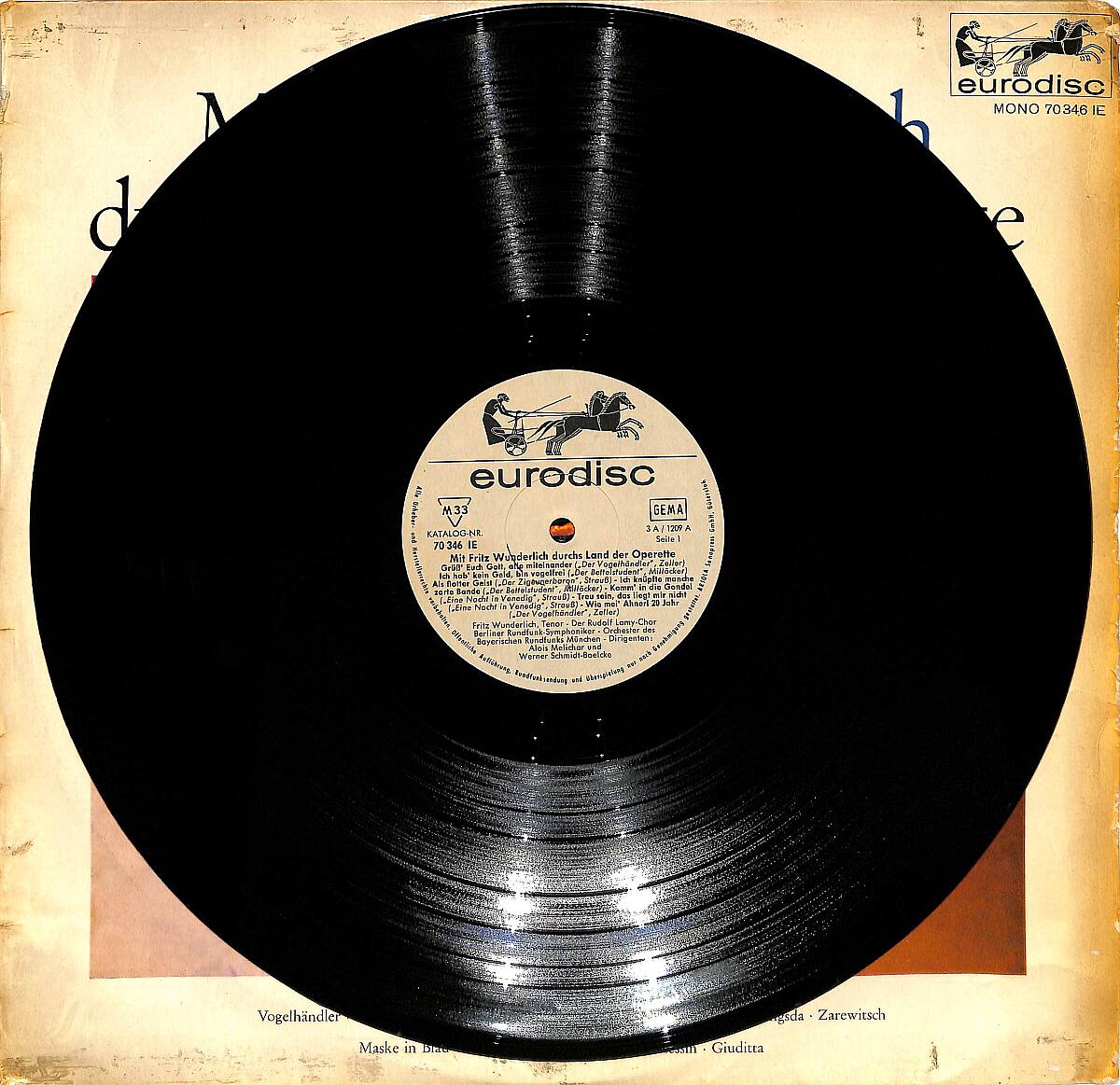 Fritz Wunderlich – Mit Fritz Wunderlich durchs Land der Operette | Eurodisc 33'lük LP (Long Play) PLAK (10/9) '' Batı Almanya Orijinal Dönem Baskı '' PLK28171 - 2