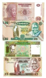 Gine/Zambiya/Kongo Kağıt Para Seti ÇİL YKP8315 - 1