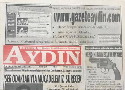 Giresun Aydın Gazetesi 30 Ağustos 2000-Devlet Bakanı Mirzaoğlu ,Giresunda GZ36671 - 1