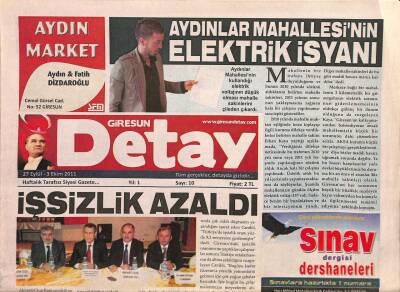 Giresun Detay Gazetesi 27 Eylül-3 Ekim 2011 - Giresun Kaçtı Gaziantep Yakaladı - Şebinkarahisarda Uyuşturucu Ve Silah Operasyonu GZ95346 - 1