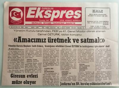 Giresun Ekspres 17 Haziran 2003 Bakan Şahin Adil Ve Sade Ücret Sistemi Getireceğiz -GZ37123 - 1