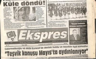 Giresun Ekspres 24 Nisan 2013 - Giresunun Ve Esnafın Ağabeyi Ali Kara - Başkan Aksu Koltuğu Kaptırdı GZ95394 - 1
