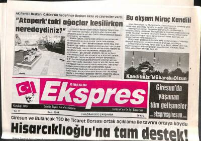 Giresun Ekspres 5 Haziran 2013 - Ataparkta Toplanan Grup Kitap Okuyarak Tepkisini Gösterdi -Halk Eğitim Merkezinde Okul Öncesi Sınıfı Açılacak GZ95396 - 1
