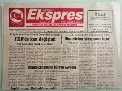 Giresun Ekspres 6 Haziran 2003 Fındık Raporu Bakanlığa Sunuldu -GZ37122 - 1