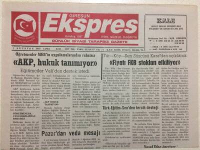 Giresun Ekspres Gazetesi 1 Ağustos 2003 - AKP Hukuk Tanımıyor GZ38201 - 1