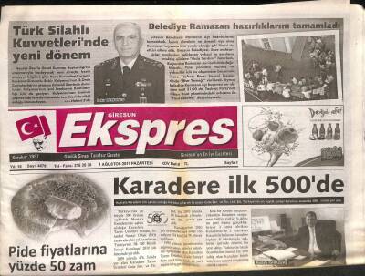 Giresun Ekspres Gazetesi 1 Ağustos 2011 - Mustafa Karadere İlk 500de GZ108130 - 1