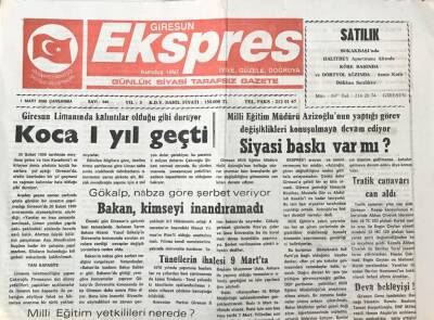 Giresun Ekspres Gazetesi 1 Mart 2000 -Tarım Bakanı Hüsnü Yusuf Gökalp, Nabza Göre Şerbet Veriyor GZ30576 - 1