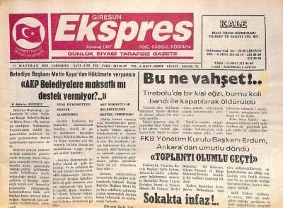 Giresun Ekspres Gazetesi 11 Haziran 2003 - Bu Ne Vahşet GZ101487 - 2