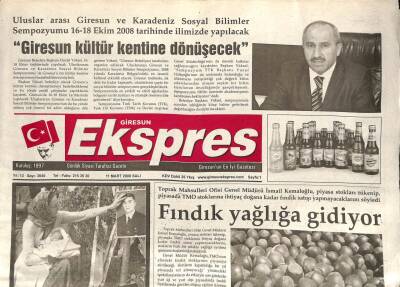 Giresun Ekspres Gazetesi 11 Mart 2008 - Fındık Yağlığa Gidiyor GZ101503 - 1
