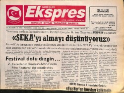 Giresun Ekspres Gazetesi 12 Haziran 2003 - Sekayı Almayı Düşünüyoruz GZ101488 - 2