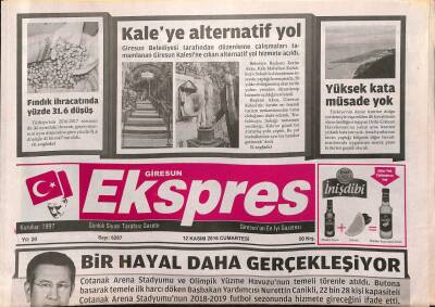 Giresun Ekspres Gazetesi 12 Kasım 2016 - Çotanak Arena Stadyumu Ve Olimpik Yüzme Havuzunun Temeli Törenle Atıldı GZ93774 - 1