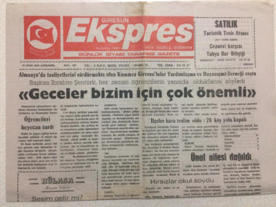 Giresun Ekspres Gazetesi 12 Ocak 2000 - Geceler Bizim İçin Çok Önemli GZ24166 - 1