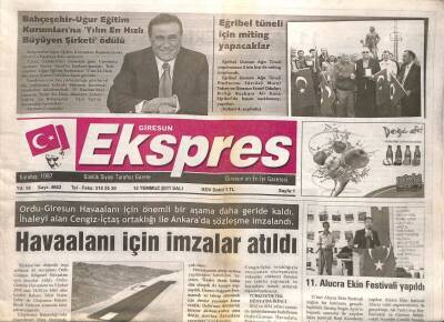 Giresun Ekspres Gazetesi 12 Temmuz 2011 - Havaalanı İçin İmzalar Atıldı GZ108119 - 1