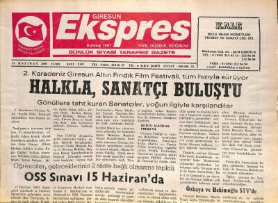 Giresun Ekspres Gazetesi 13 Haziran 2003 - Halkla Sanatçı Buluştu GZ101489 - 2