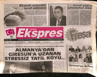 Giresun Ekspres Gazetesi 13 Mart 2013 - Naylon Poşet Devri Kapanıyor - Üreticilere Gübreleme Uyarısı GZ93790 - 1