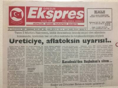 Giresun Ekspres Gazetesi 14 Ağustos 2003 - Üreticiye Alfatoksin Uyarısı GZ32260 - 1