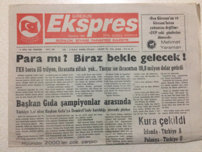 Giresun Ekspres Gazetesi 14 Ekim 1999 - Para Mı? Biraz Bekle Gelecek GZ24167 - 1