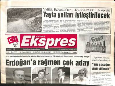 Giresun Ekspres Gazetesi 14 Haziran 2006 - Yayla Yolları İyileştirilecek GZ108443 - 1