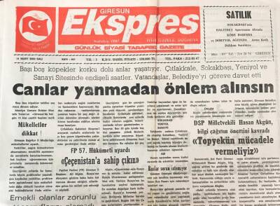 Giresun Ekspres Gazetesi 14 Mart 2000 - Dsp Milletvekili Hasan Akgün Topyekün Mücadele Vermeliyiz GZ30868 - 1