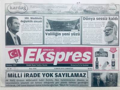 Giresun Ekspres Gazetesi 14 Mayıs 2016 - Canikli 101. Maddede Değişiklik Sinyali GZ43204 - 1