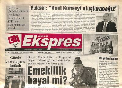 Giresun Ekspres Gazetesi 14 Şubat 2006 - Hurşit YükselKent Konseyi Oluşturacağız GZ101452 - 2