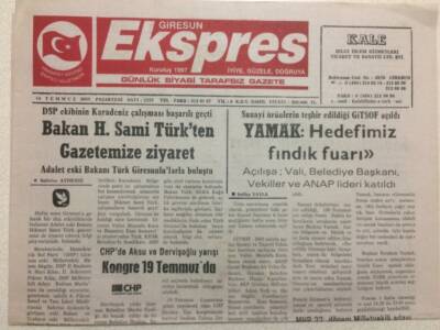 Giresun Ekspres Gazetesi 14 Temmuz 2003 - Anap Lideri Özdemir Kümbete Hayran Kaldı GZ38199 - 1
