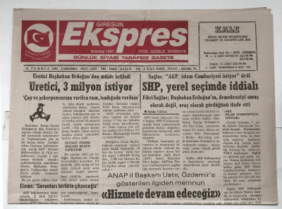 Giresun Ekspres Gazetesi 16 Temmuz 2003 - Öğretmenler , Zammı Beğenmedi GZ5900 - 1