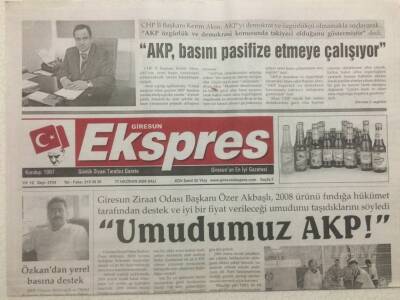 Giresun Ekspres Gazetesi 17 Haziran 2008 - Umudumuz AKP GZ32255 - 1