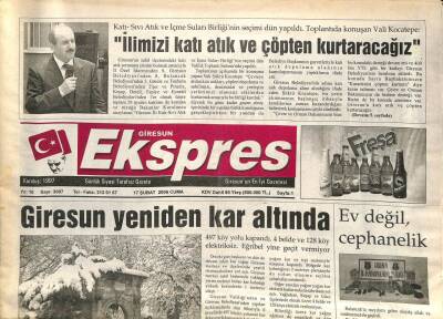Giresun Ekspres Gazetesi 17 Şubat 2006 - İlimizi Katı Atık Ve Çöpten Kurtaracağız GZ101455 - 2