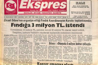Giresun Ekspres Gazetesi 18 Haziran 2003 - Fındığa 3 Milyon Tl İstendi GZ101498 - 2